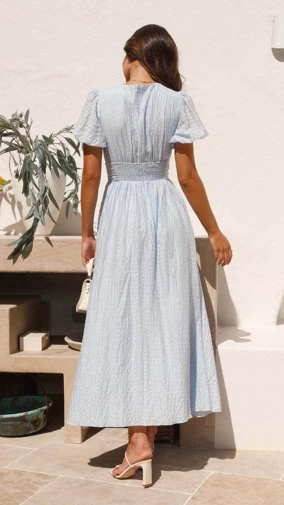 V-Neck Puff Sleeve Long Summer Dress Women - ZA-Zola