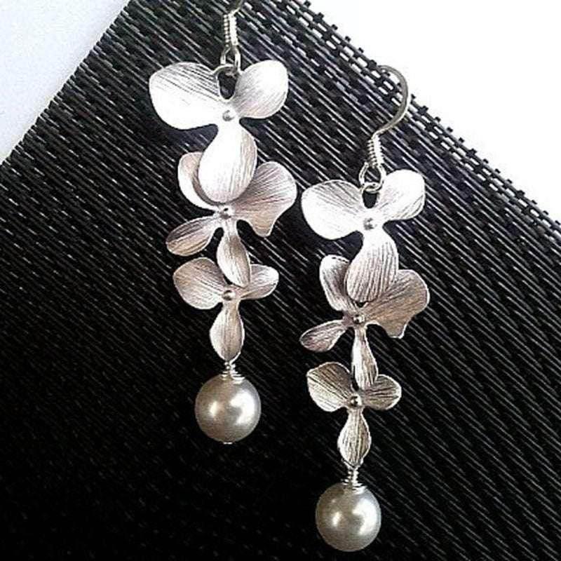 Silver Petal Necklace & Earrings Set for Women - ZA-Zola