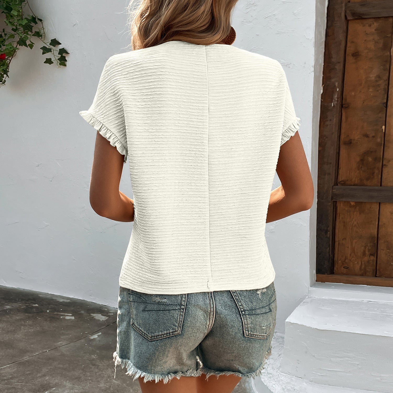 Knitwear Round Neck Casual Top | Women T-Shirt