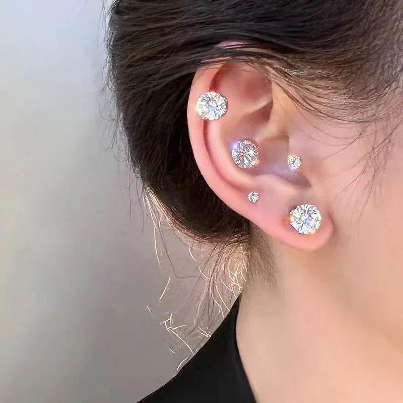 Zircon Cake Stud Earrings – Titanium Steel Shine - ZA-Zola