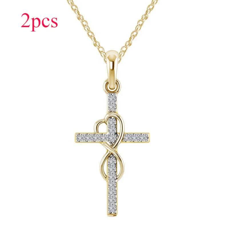 Alloy Diamond Cross Necklace – Stylish & Unisex - ZA-Zola