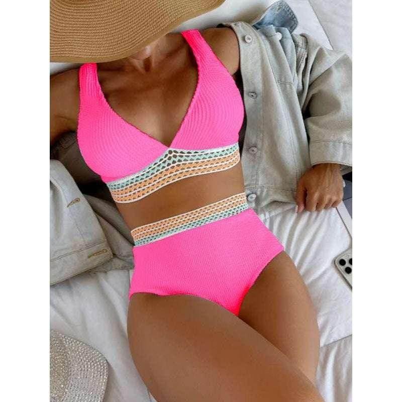 High Waist Split Bikini - Solid Colors, Stylish & Comfortable - ZA-Zola