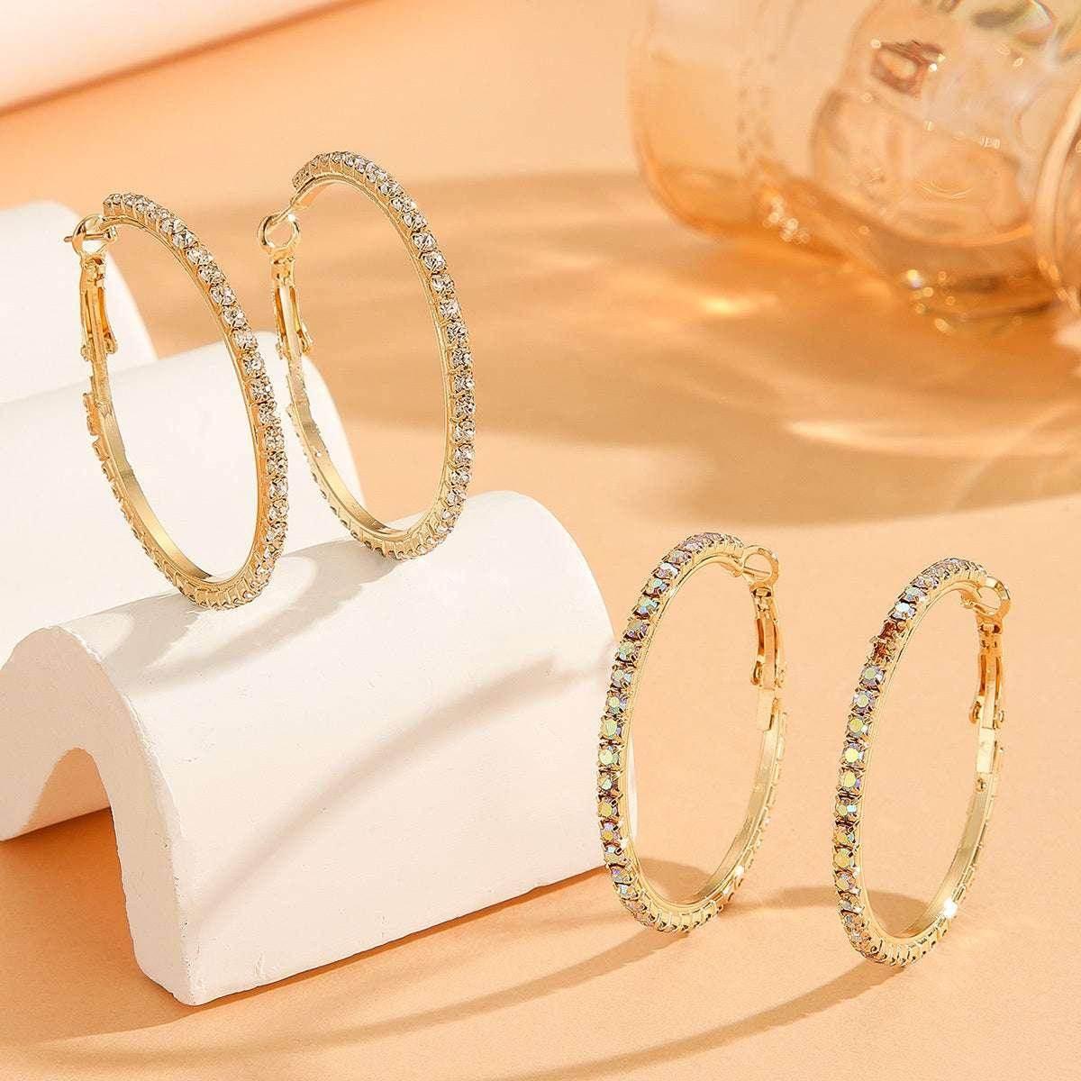 Princess Style Large Zircon Earrings – Gold Plated - ZA-Zola