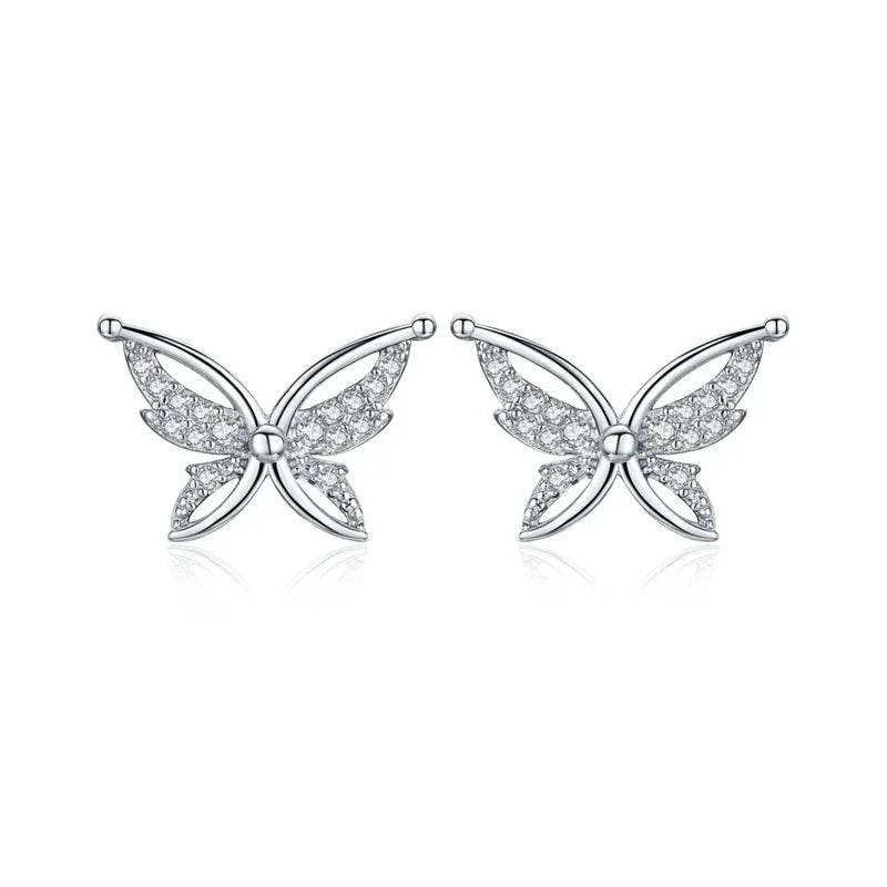 Full Rhinestone Butterfly Stud Earrings – Black - ZA-Zola