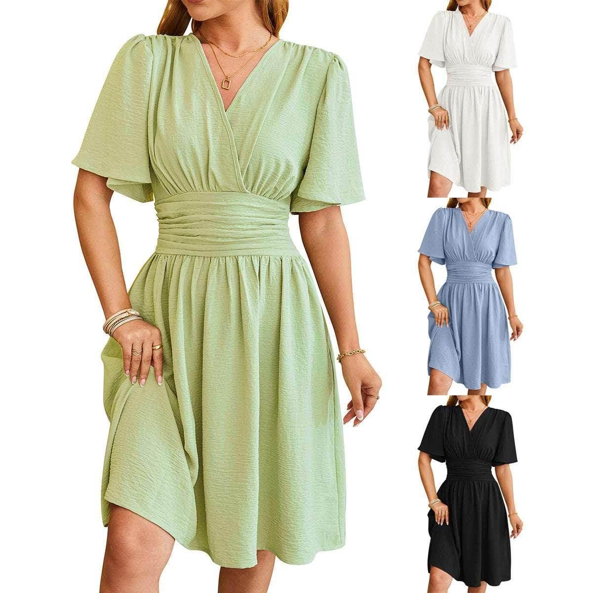 V-Neck Bell Sleeve Summer Dress for Women - ZA-Zola