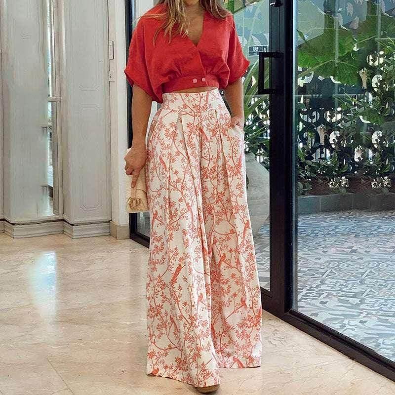 Printed Wide Leg Pants Set – Urban Street Style - ZA-Zola