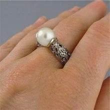 Gold Pearl Inlay Ring for Women | Elegant Geometry - ZA-Zola