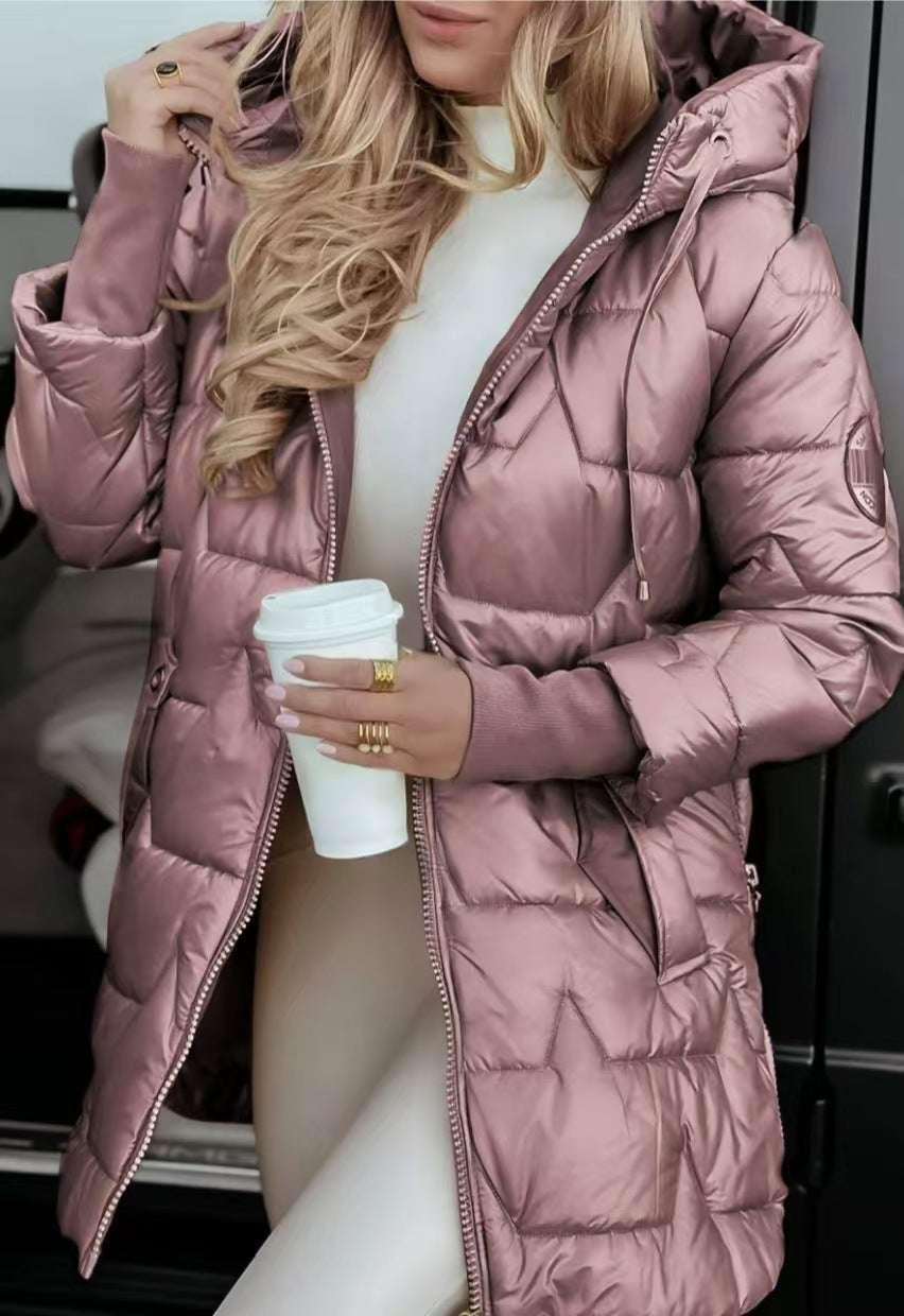 Winter Hooded Down Jacket for Women | Elegant Warm Cardigan Coat - ZA-Zola