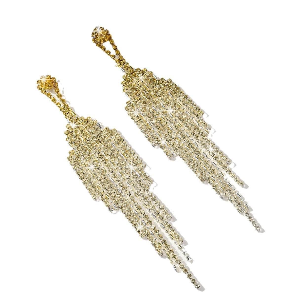 ZA-Zola Rhinestone Tassel Earrings for Women - ZA-Zola