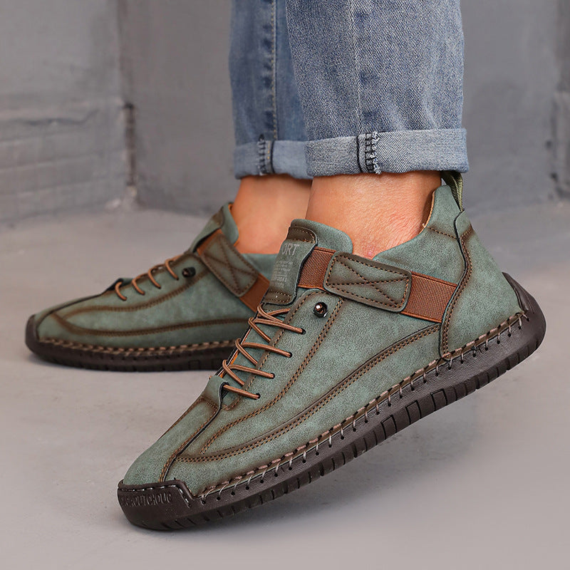 Men’s Leather Casual Outdoor Boots Large Size Lace Up Shoes