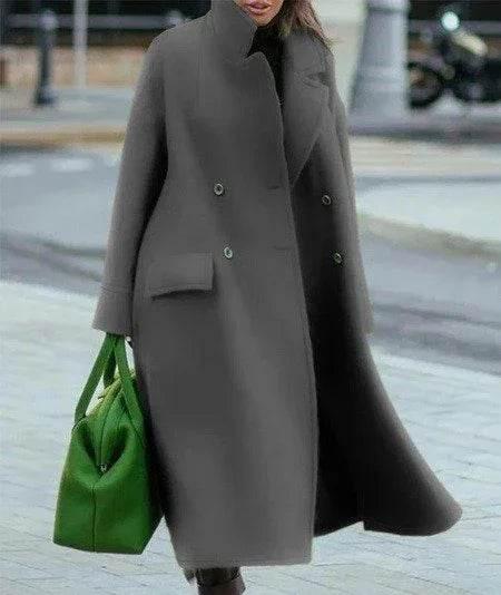 Long Woolen Coat – Solid Color Temperament Commuting Coat - ZA-Zola