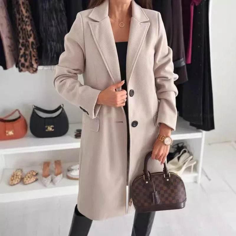 Lapel Single-Breasted Wool Coat – Women’s Winter Jacket - ZA-Zola