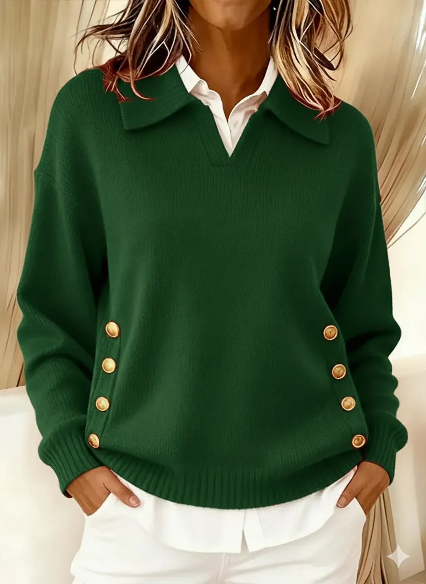Women’s Button Down Collar Pullover Sweater