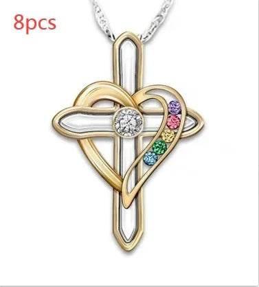 Cross Love Gemstone Pendant Necklace for Men - ZA-Zola