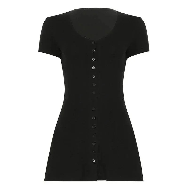 French Romantic A-Line Knitted Short Dress - ZA-Zola