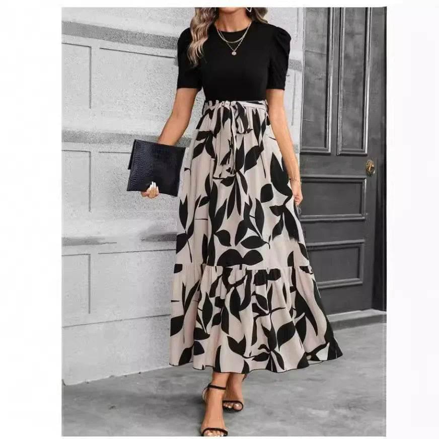 Elegant Floral A-Line Vacation Dress - ZA-Zola