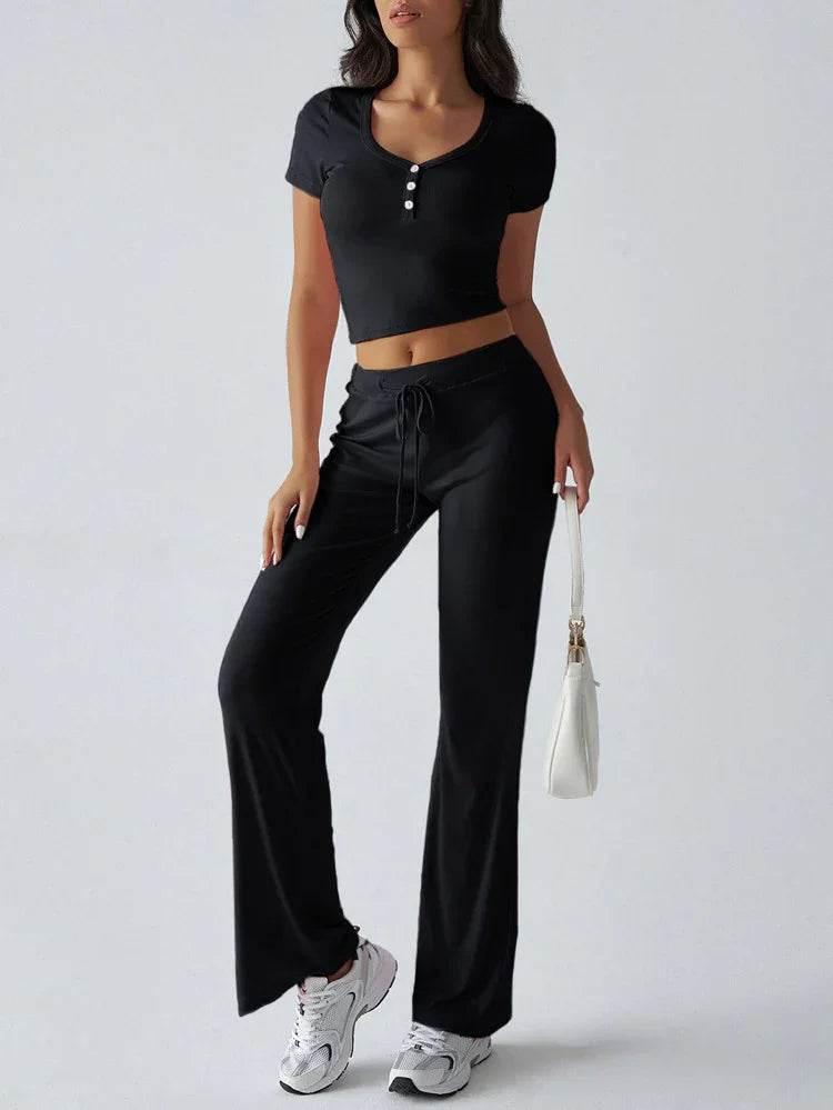 Solid Color Crew Neck Casual Suit – Shop Now for Comfort - ZA-Zola