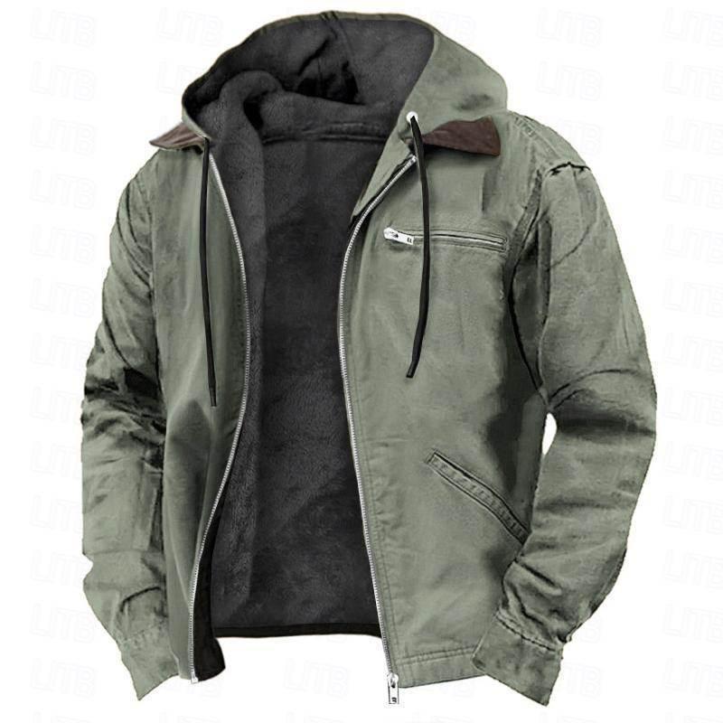 Men’s Fleece Jacket Winter Coat | Warm Hooded Zip-Up - ZA-Zola
