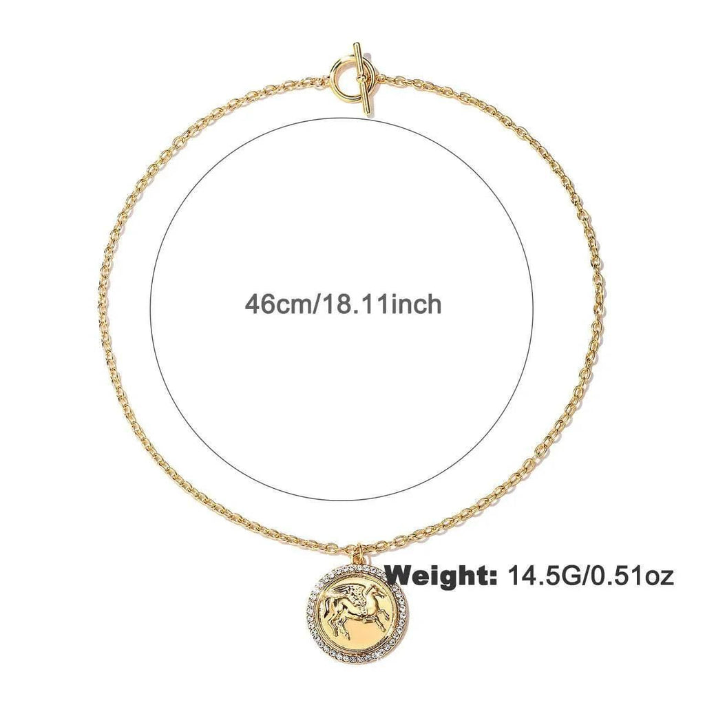 Pegasus Coin Necklace & Earrings Jewelry Set - ZA-Zola