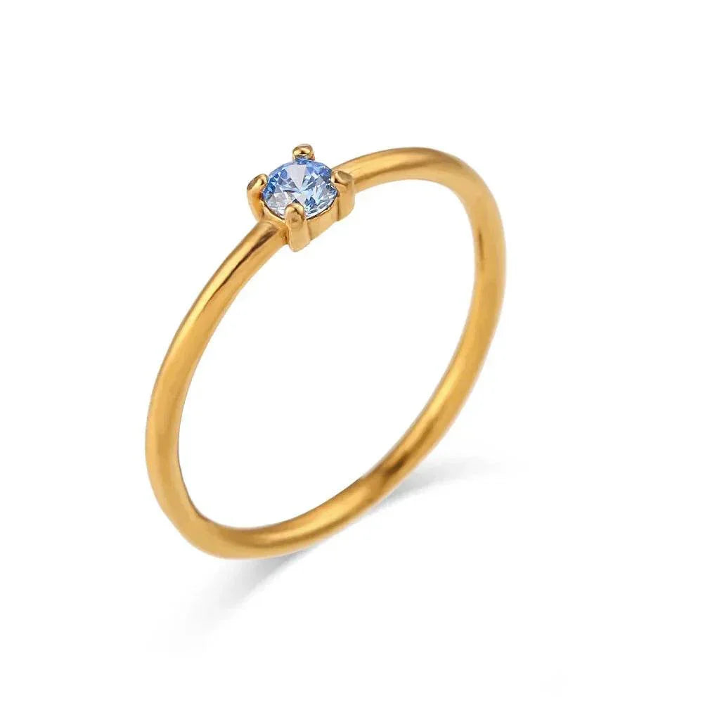 Elegant Light Luxury Zircon Birthday Ring Women - ZA-Zola
