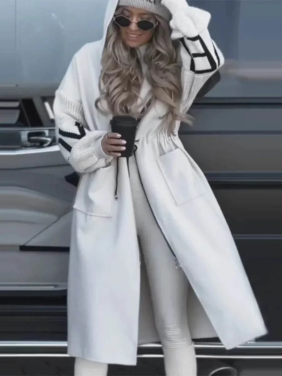 Hooded Windbreaker Long Jacket with Pockets for Women - ZA-Zola