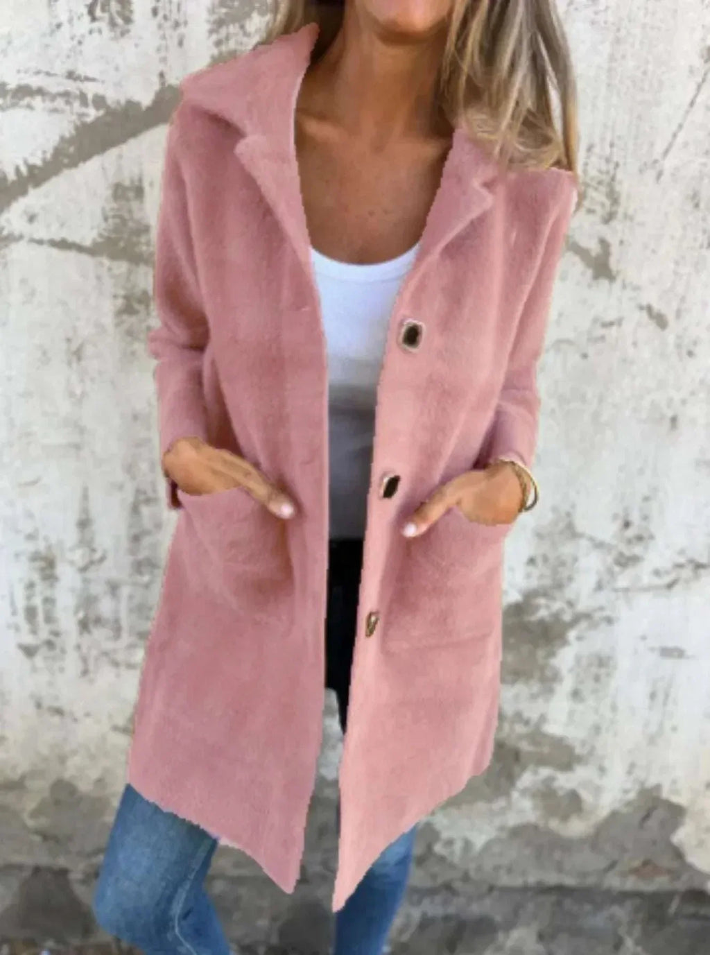 Women Mid Length Coat – Polo Collar Winter Style - ZA-Zola