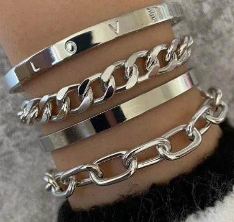Shop Simple C-Shaped Hollow Chain Bracelet Set - Buy Now - ZA-Zola
