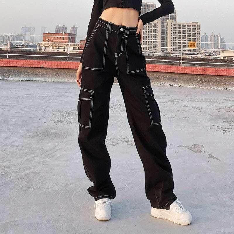High Waist Workwear Jeans with Pockets - ZA-Zola
