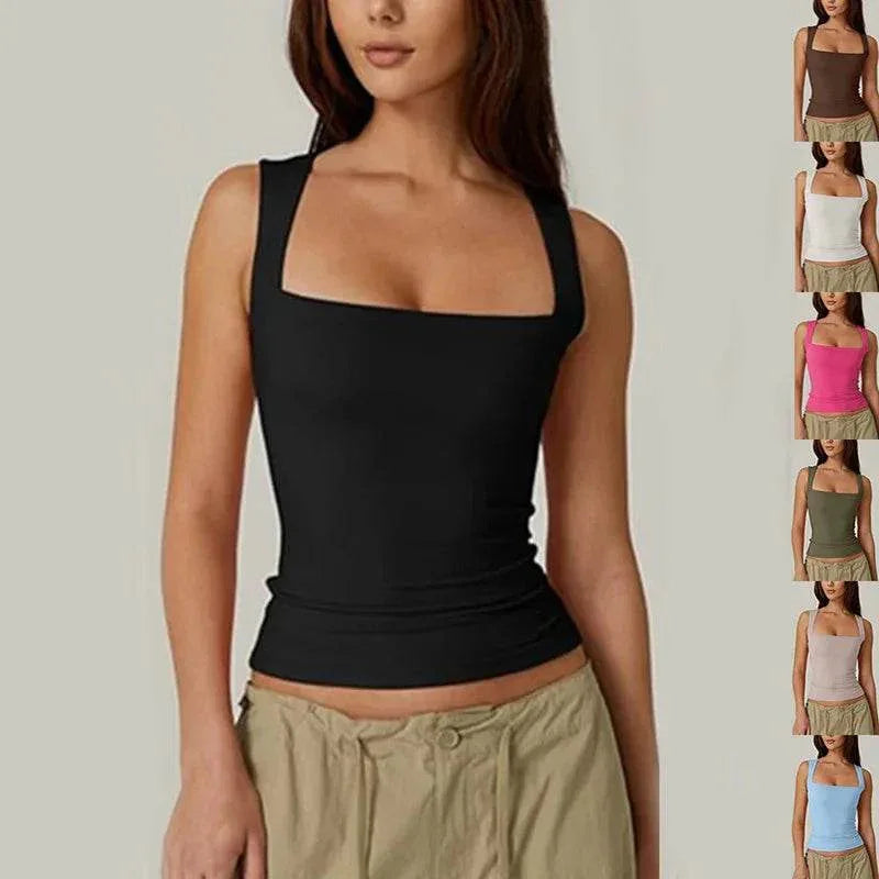 Square-Neck Slim Tank Top | Summer Sleeveless Style - ZA-Zola