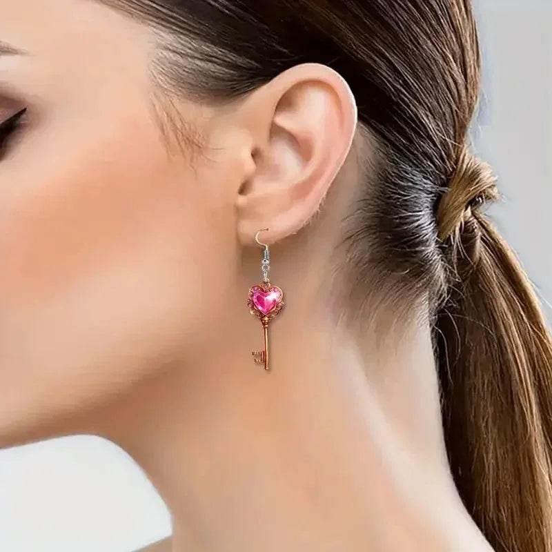 Romantic Heart Lock Key Earrings - Shop Now! - ZA-Zola