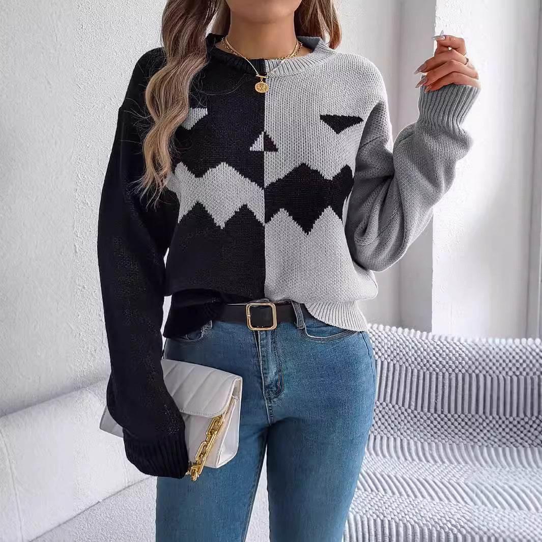 ZA-Zola Halloween Contrast Pullover Sweater Women - ZA-Zola