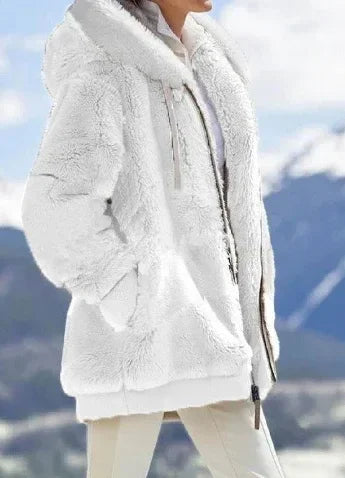 Plush Hooded Jacket Women Winter Street Style - ZA-Zola