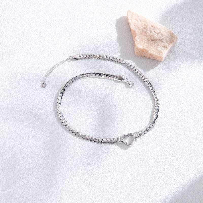 Hollow Heart Titanium Steel Bracelet | Unisex Jewelry - ZA-Zola