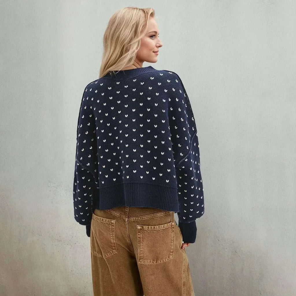 Round Neck Heart Pullover Sweater Women - ZA-Zola