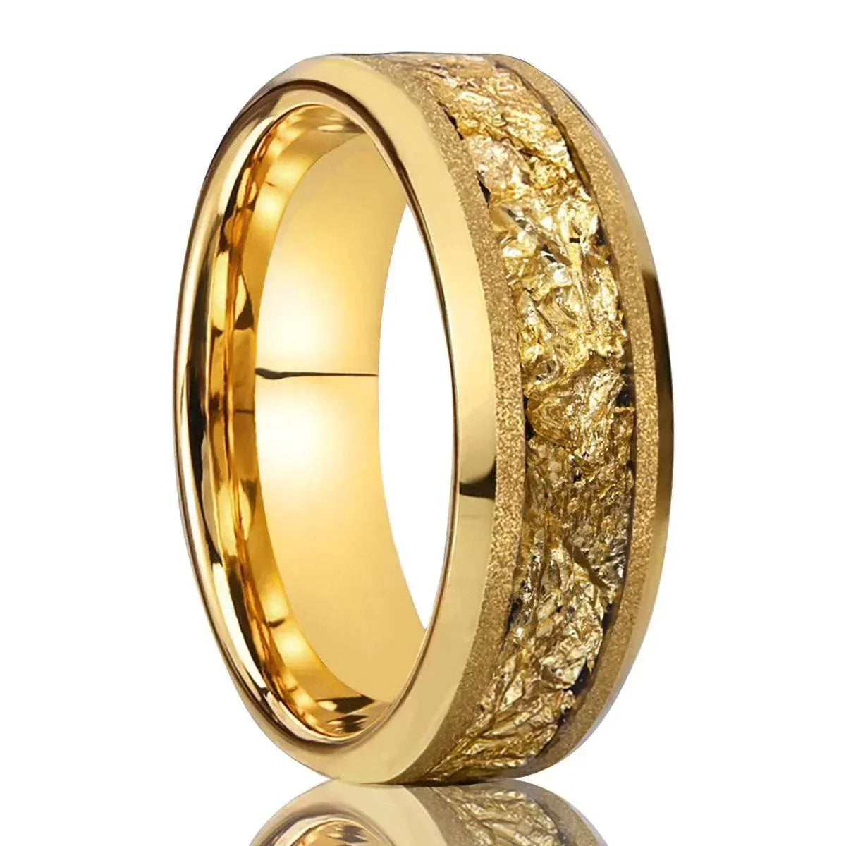 8mm Tungsten Steel Gold Sandblasting Ring - ZA-Zola