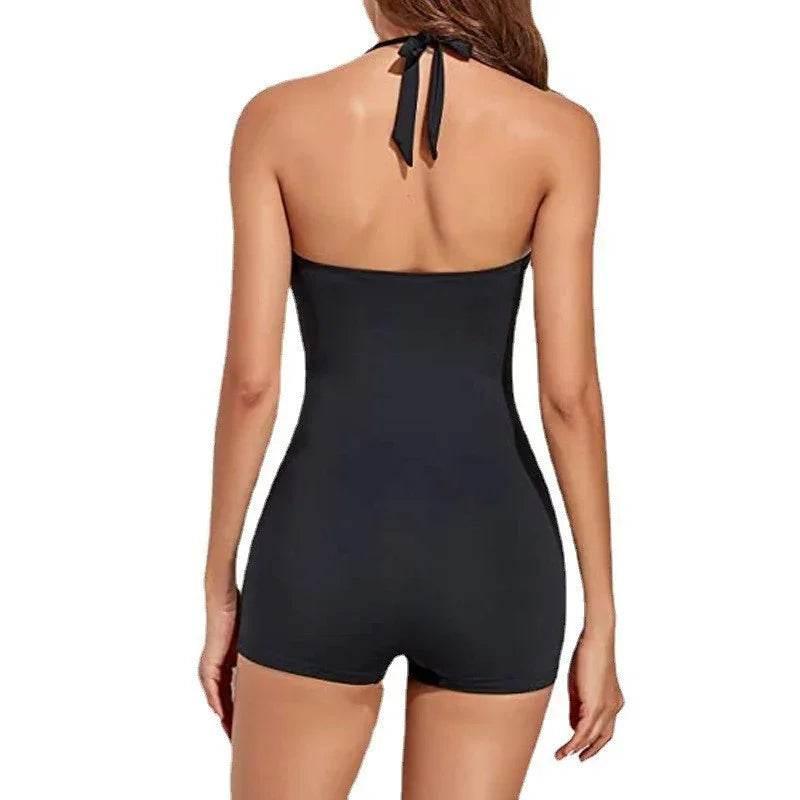 Women's Boxer One-piece Pure Color Swimsuit - ZA-Zola