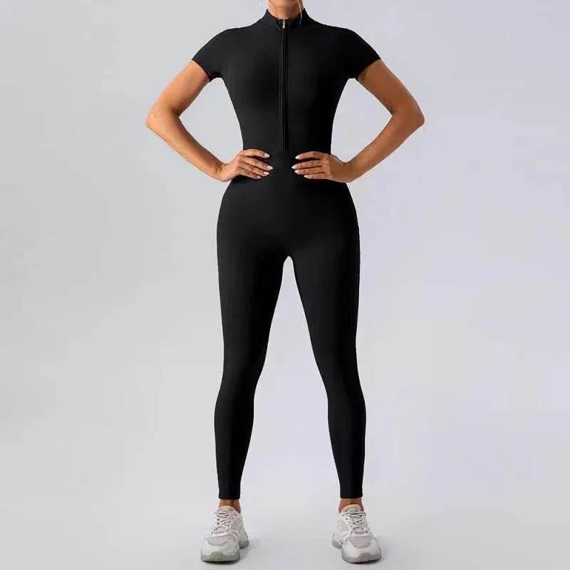 European Long-Sleeved Zipper Yoga Jumpsuit – Women’s Fitness Wear - ZA-Zola