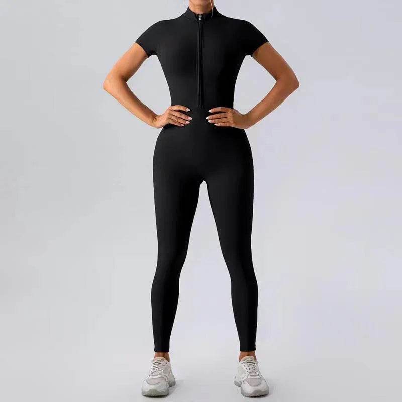 European Long-Sleeved Zipper Yoga Jumpsuit – Women’s Fitness Wear - ZA-Zola