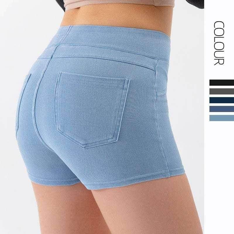High-Waist Hip Lift Yoga Denim Shorts for Women - ZA-Zola