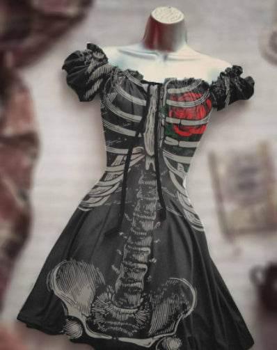 Halloween 3D Skull Print A-Line Dress Women - ZA-Zola
