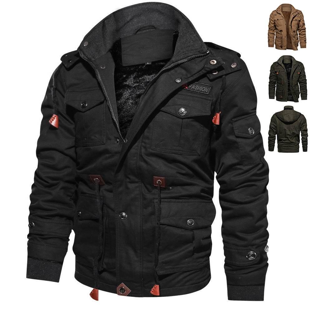 Men’s Winter Zip-up Coat | Warm Hooded Cargo Jacket - ZA-Zola