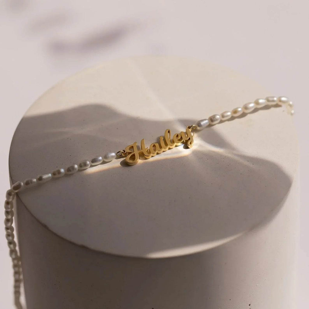 Custom Name Pendant & Pearl Beaded Necklace - Shop Now - ZA-Zola