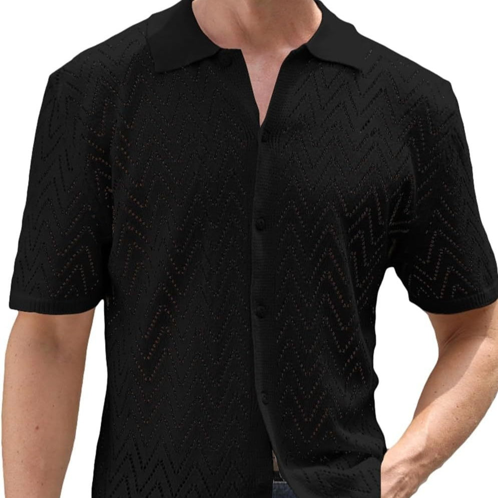 Men’s Summer Hollowed Leisure Short Sleeve Shirt