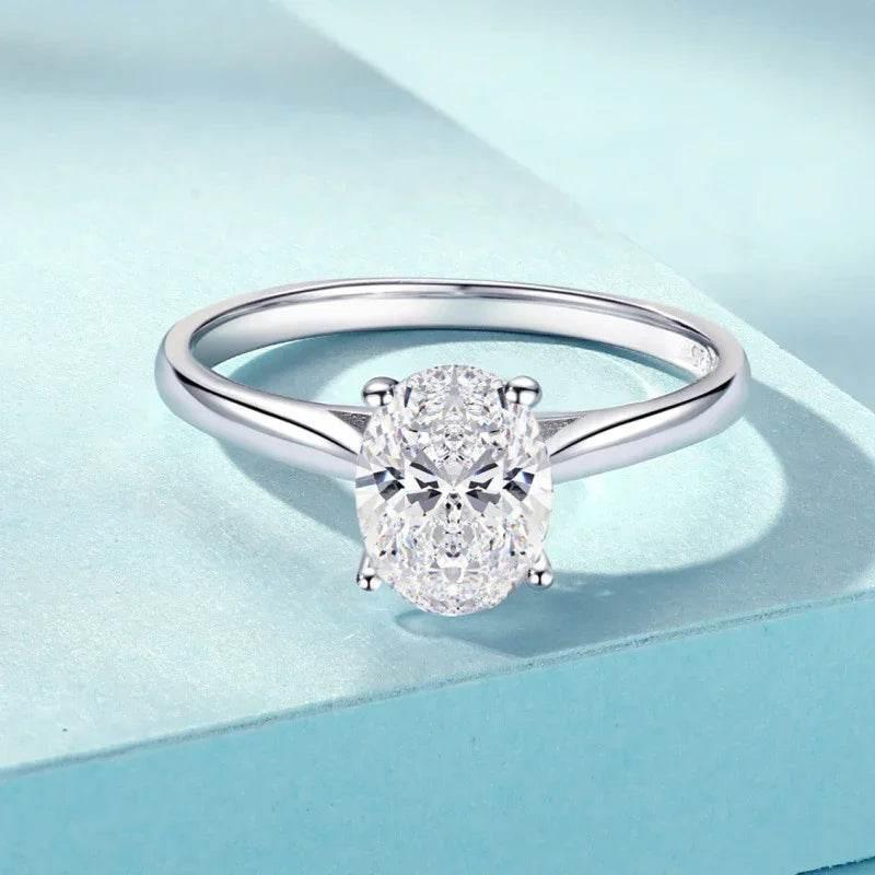 Sterling Silver Oval Zircon Ring for Women - ZA-Zola