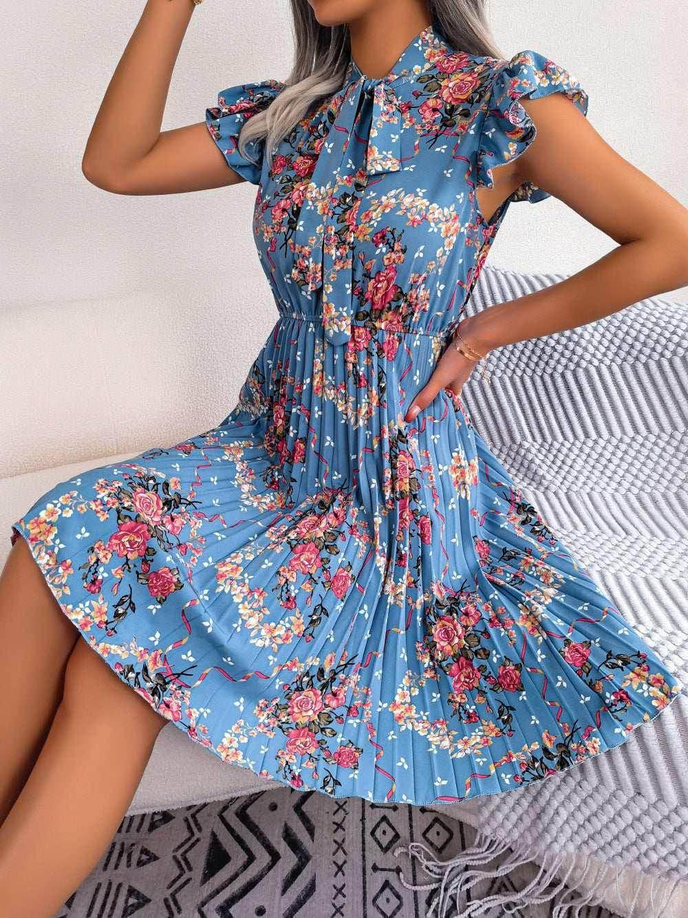 Elegant Floral Pleated Chiffon Skirt – S–XL - ZA-Zola