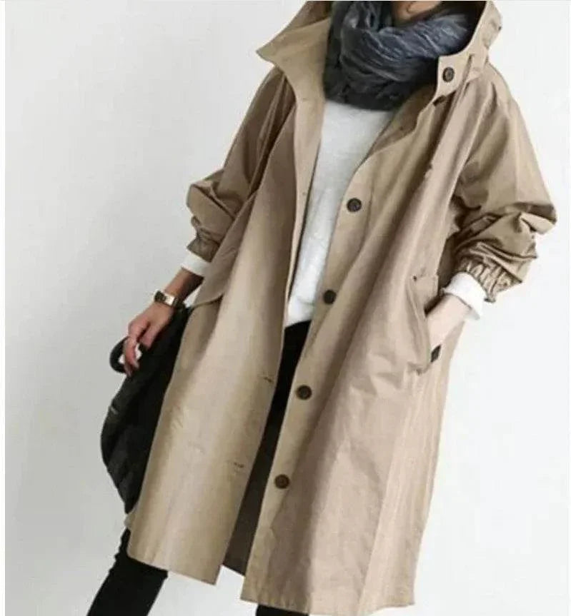 Casual Women's Windbreaker – Mid-Length Long Sleeve Jacket - ZA-Zola