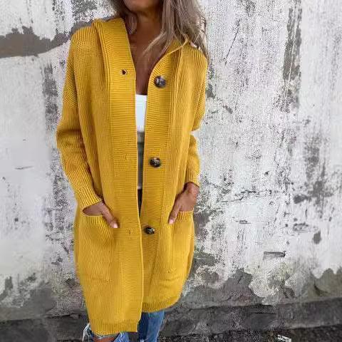 Mid Length Sweater Cardigan Women With Pockets - ZA-Zola