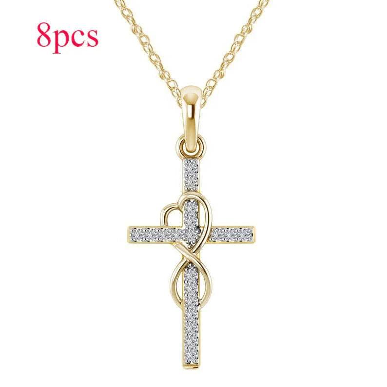 Alloy Diamond Cross Necklace – Stylish & Unisex - ZA-Zola