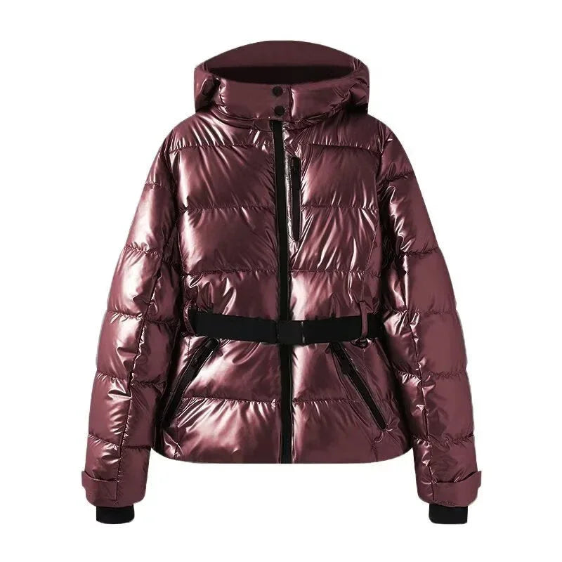 Women Belted Cotton-Padded Jacket – Slim Waist Duck Down Coat - ZA-Zola