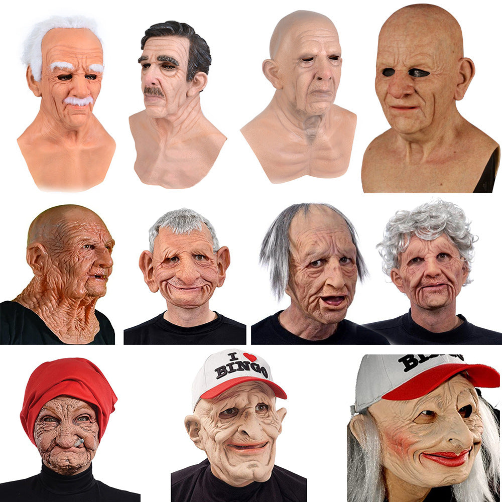 Collection of variously styled masks on a white background